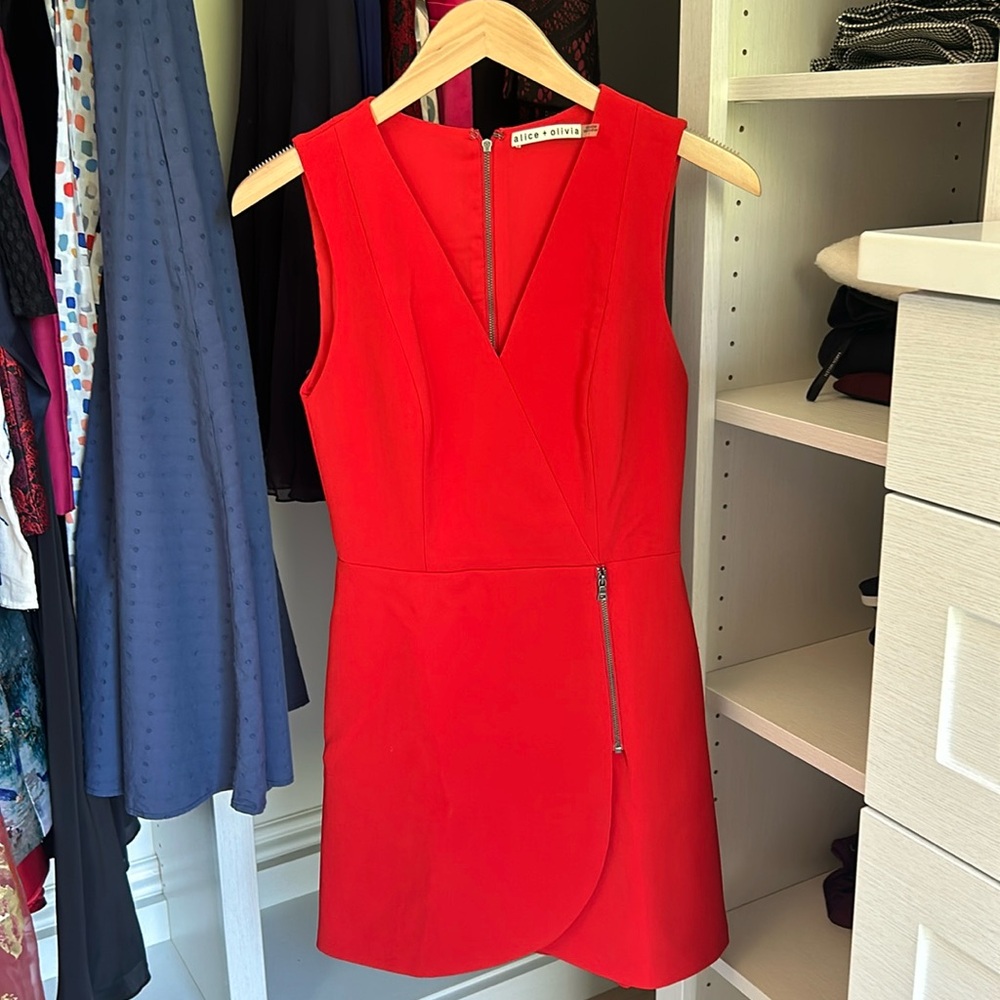 Alice & Olivia Red Sleeveless Mini Dress